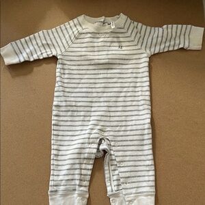 Janie & Jack Striped Gray and White Kids One Piece 3-6 Months